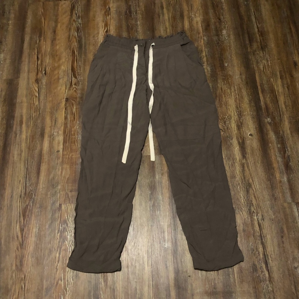 Wilfred Pants Women's XS Tie Front Button Fly Silk Blend Vacation Sexy Summer